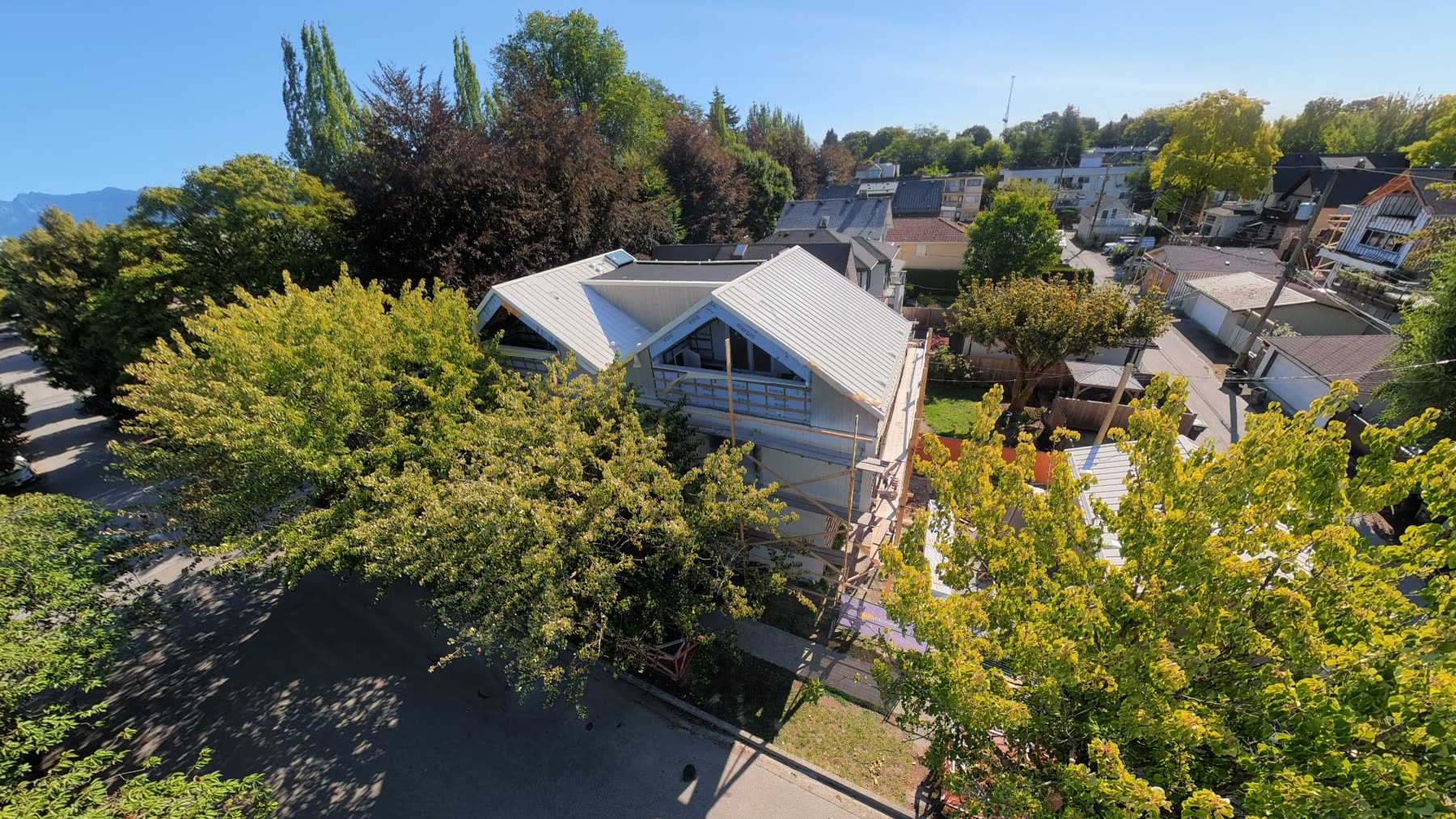 Aerial roofline view of the Net Zero residence